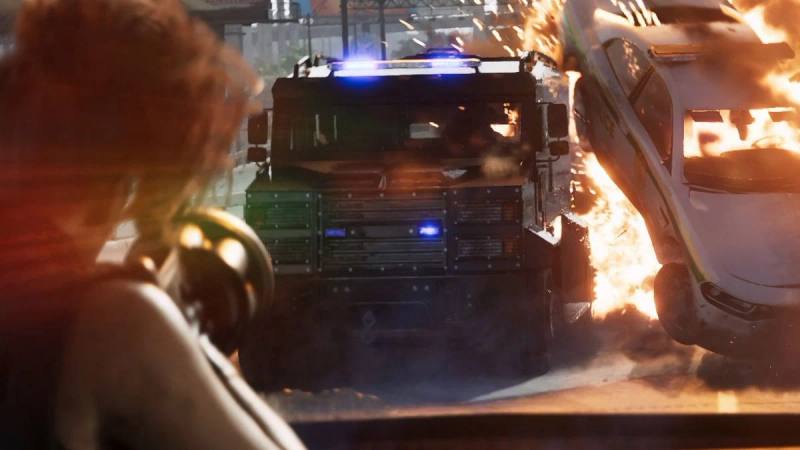 Un Fourgon anti-émeute de police de marque Brute en action dans GTA 6, montrant sa carrosserie blindée et sa taille imposante.