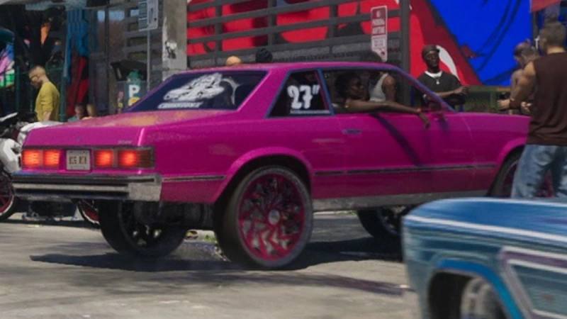 La Declasse Tulip M-100, une muscle car classique, aperçue dans le trailer de GTA 6.