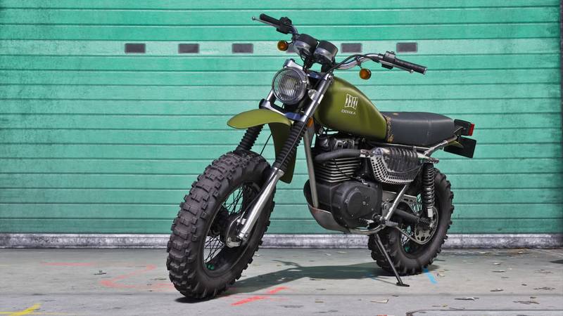 Une moto Dinka Enduro sur un terrain accidenté