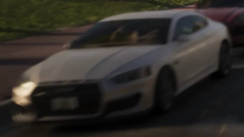 Une Obey 8F Drafter noire roulant sur une route principale dans GTA 6