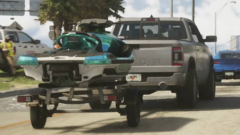 L'arrière d'un pick-up Bravado Bison 1800 en circulation dans GTA 6