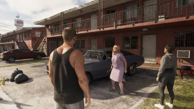 La Dame au marteau lors de sa rencontre avec Jason et Lucia dans le large aperçu de GTA 6