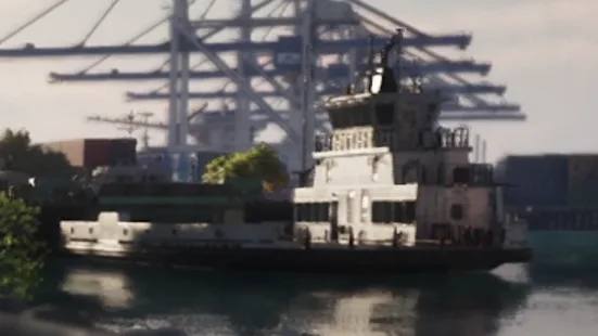 Un ferry non identifié aperçu dans la bande-annonce 'An Extended Look' de GTA 6, navigant sur l'eau.