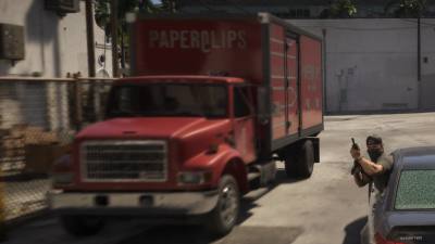 Un Camion inspiré de l'International 4700 avec une livrée Paper Clips dans GTA 6.