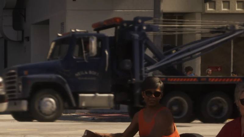 Une dépanneuse inspirée de l'International S-1700, couleur jaune, aperçue dans 'An Extended Look' de GTA 6.