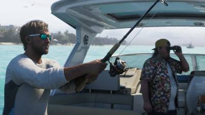 Jason Duval à la pêche avec Cal Hampton sur une capture officielle de GTA 6