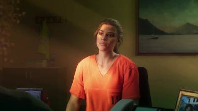Lucia Caminos en tenue de détenue dans le bureau de Stefanie au pénitencier dans GTA 6
