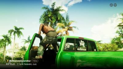 Rudi vu de dos sur son Bison 900 vert dans le premier trailer de GTA 6