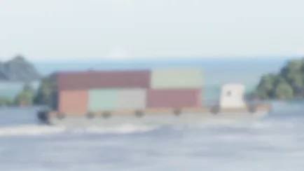 Une barge automotrice naviguant sur les eaux de Leonida dans GTA 6.