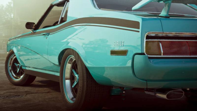 Une Sirius turquoise personnalisée à l'arrière, faisant partie de la collection Wyman dans Grand Theft Auto VI.