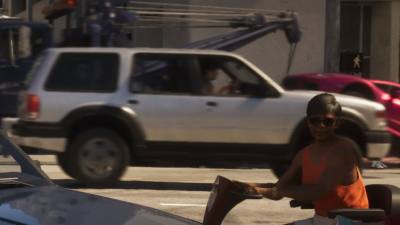 Un SUV Vapid renversé sur une autoroute de Leonida dans la première bande-annonce de GTA 6.